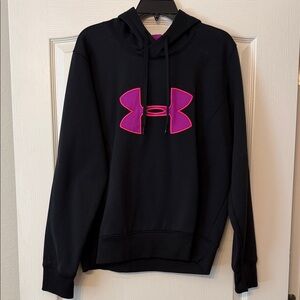 Under Armour Black Hoodie with Vibrant Pink Emblem